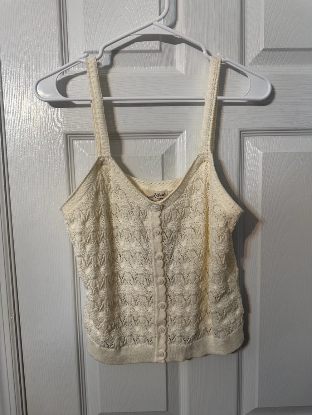 Cream Knit Button-Front Tank Top